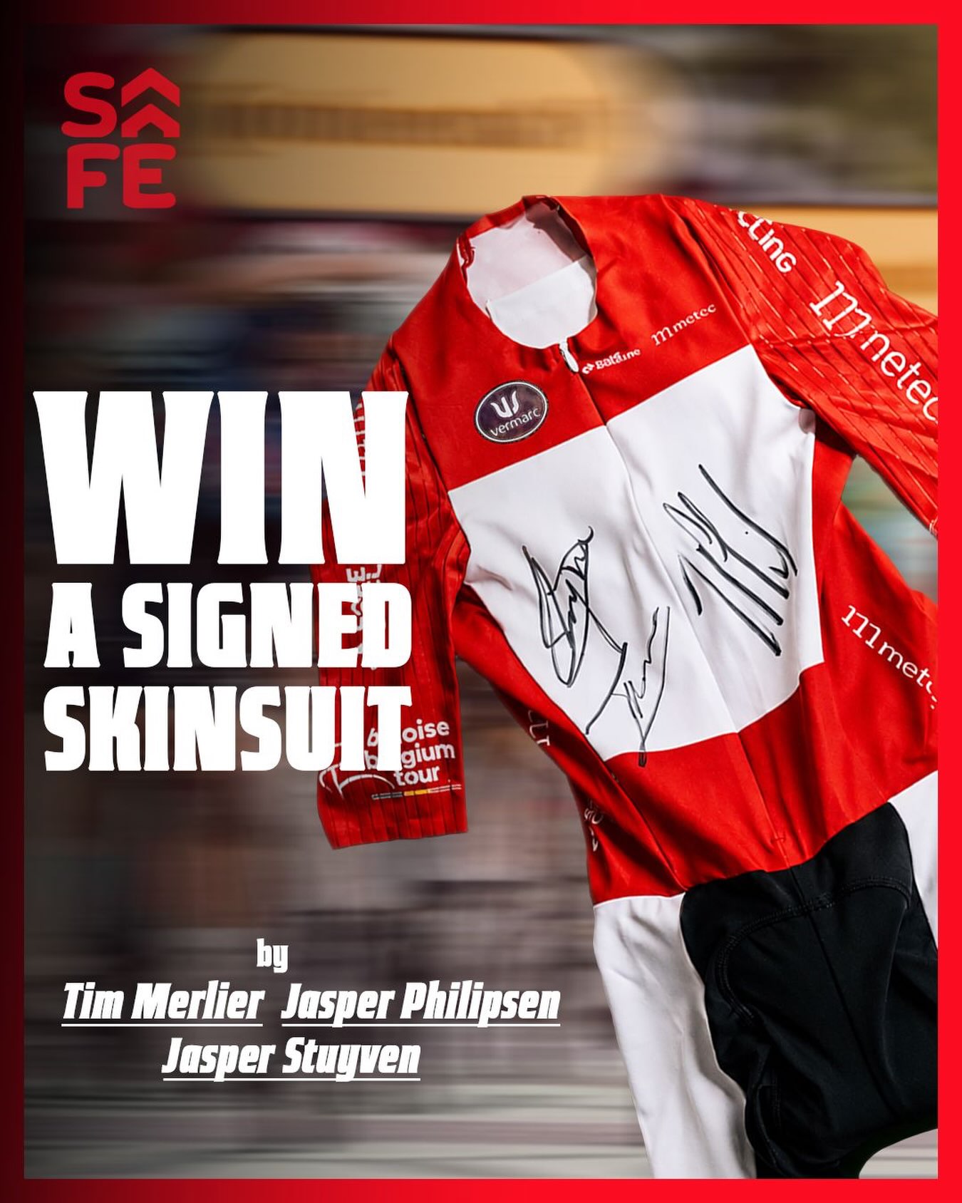 SafeStream giveaway post: win a signed skinsuit
